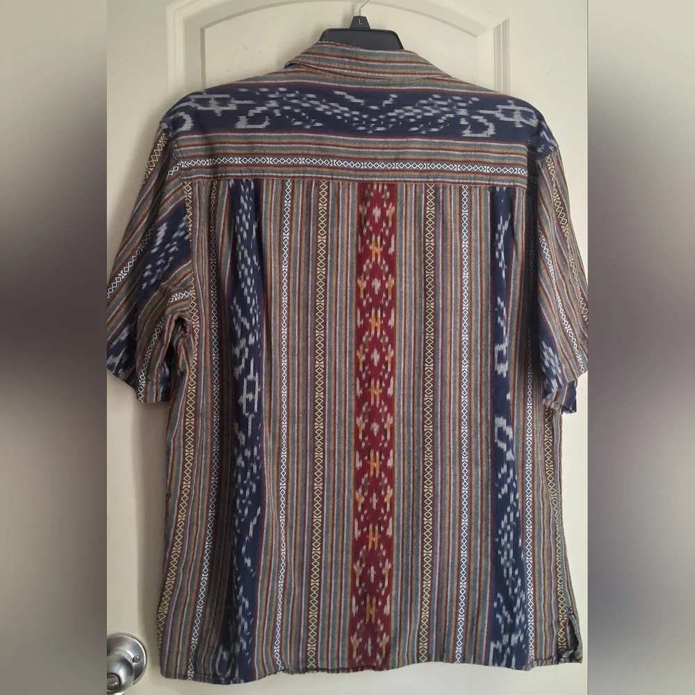 The Territory Ahead Cotton Multicolor Striped Short Sleeve Shirt XL Navajo Rodeo - Picture 2 of 9